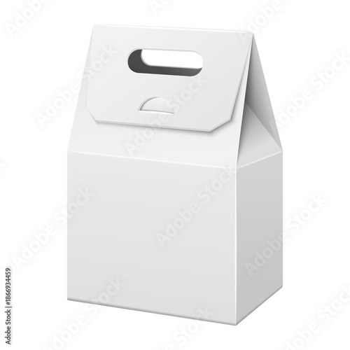 Photography Blank white paper gable box mockup standing isolated for food packaging branding