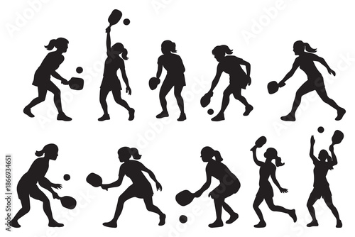 pickle ball silhouette girl pose