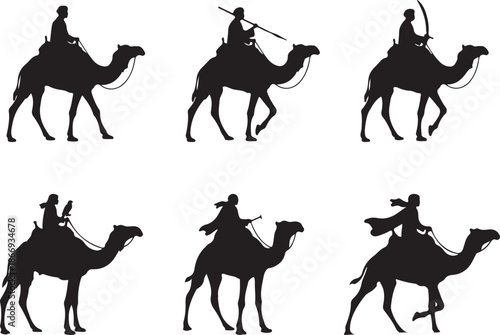 arabian man riding camel silhouette
