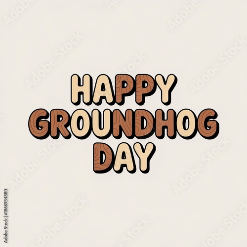 Happy Groundhog Day Text Typography on plain background