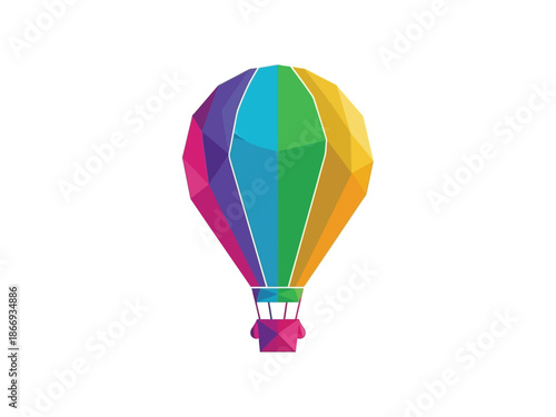 Colorful Hot Air Balloon Floating Gracefully in the Sky.