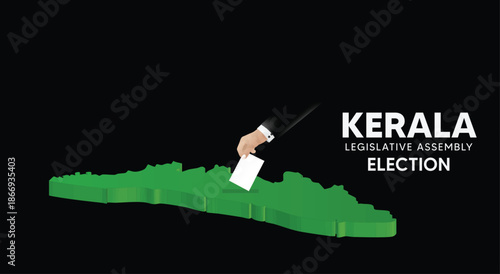 Kerala state election ballot illustration showing voter hand placing vote in box
