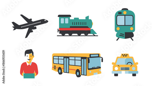 Public Transportation Icons Set