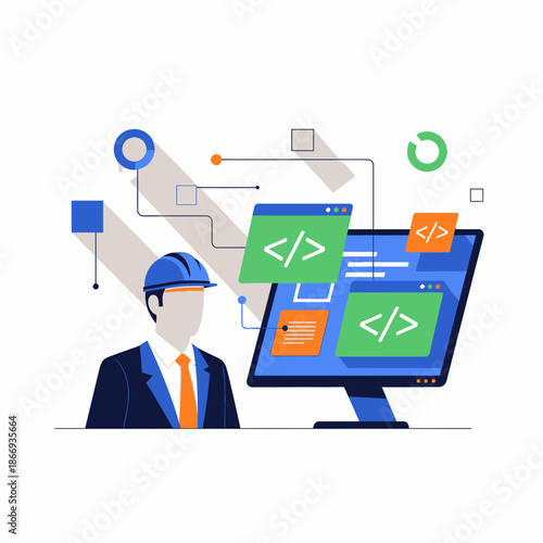 Software Engineer Working on Code, Technology Concept