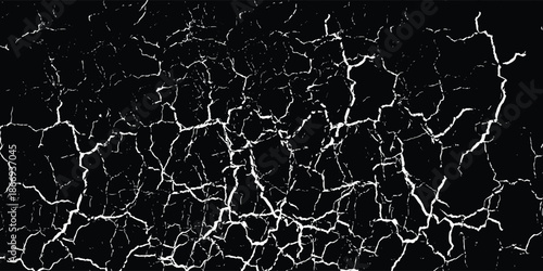 High Contrast Monochromatic Fault Line Technology Backdrop, Vector illustration.