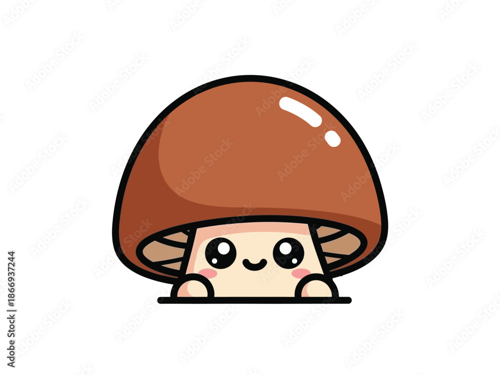 Obraz premium Cute Kawaii Mushroom Character Illustration.