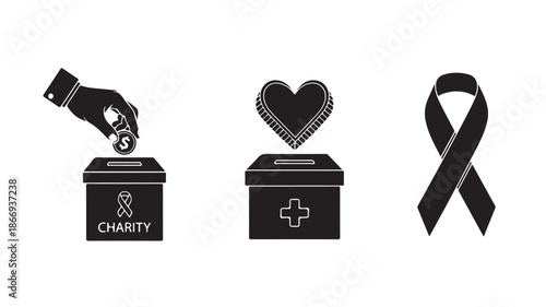 Hand Donating to Medical Charity Box with Heart