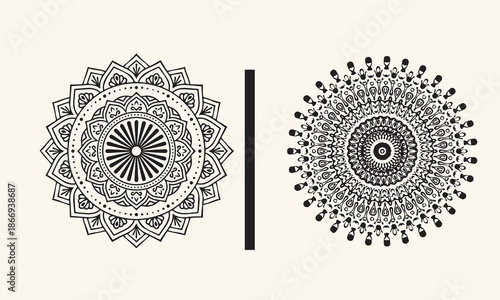 Hand-drawn doodle mandala bundle. Large collection of floral and abstract mandalas for coloring books. Circular ornament vector illustrations.