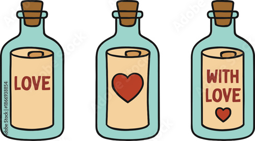 Love Messages in Bottles Set