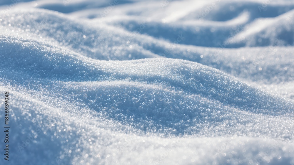 Obraz premium Close up of sparkling blue and white snow drifts under bright sunlight winter texture
