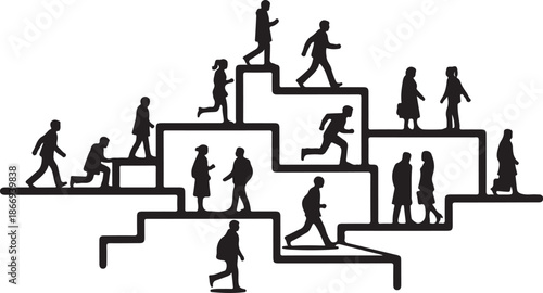 People Climbing Stairs to Success in Business and Life