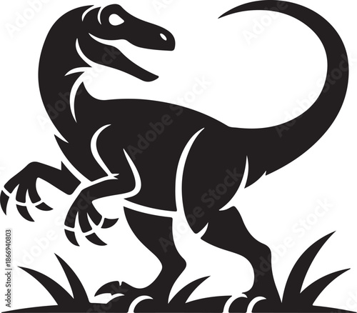 Vector Collection of Fierce Velociraptor Silhouette Icons for Prehistoric and Design Projects