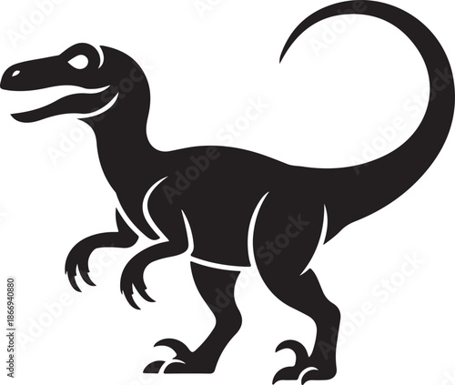 Vector Collection of Fierce Velociraptor Silhouette Icons for Prehistoric and Design Projects