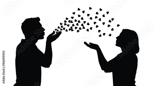 A romantic couple exchanging love and affection in a beautiful, serene moment.