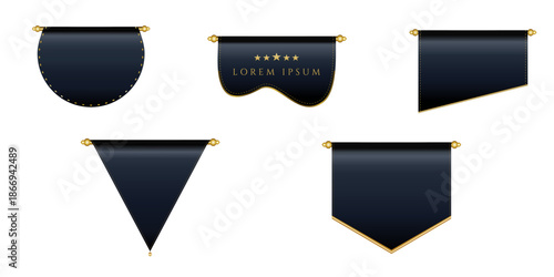 Elegant Dark Blue Gold Banners Set