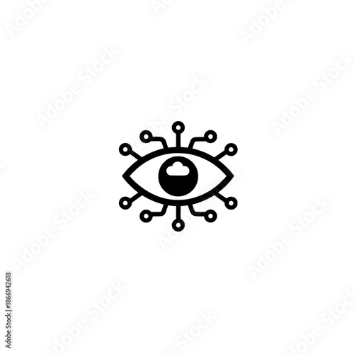 Eye icon placed in cloud vector design representing focus protection and secure cloud technology