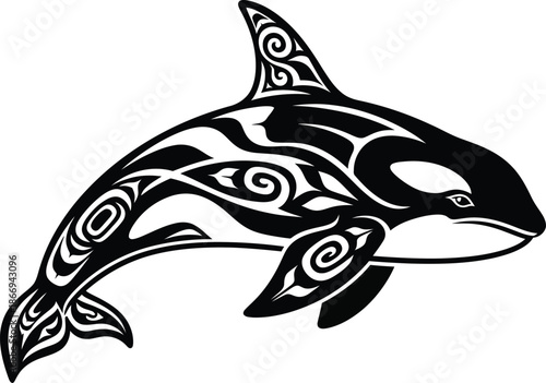 tribal orca whale black and white
