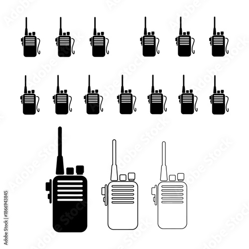 walkie talkie icons set