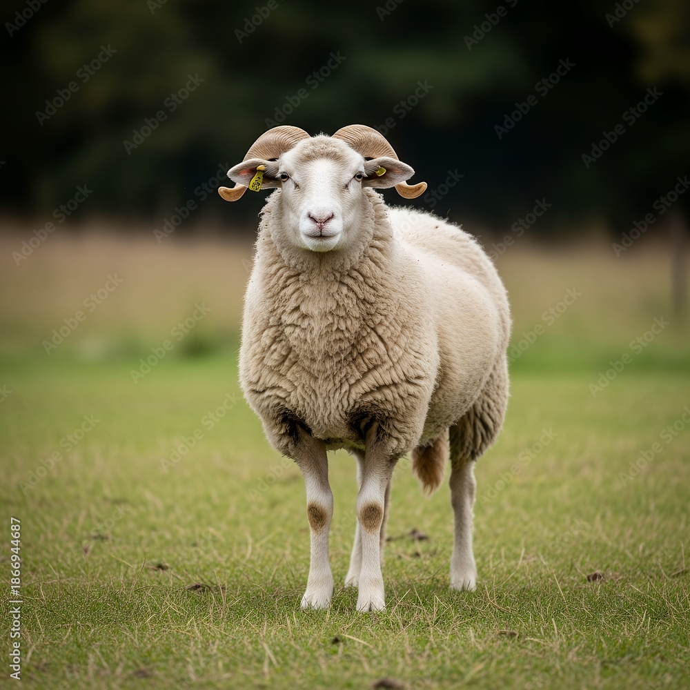 Obraz premium Sheep isolated background, animal farming concept