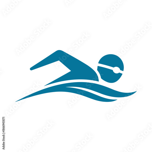 Blue Swimmer Icon Vector - Professional Sports and Fitness Graphic