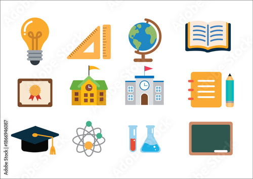 과학 학습용 컬러 아이콘 세트
