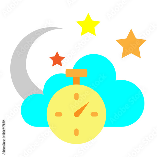 Midnight Clock Vector Flat Icon Design