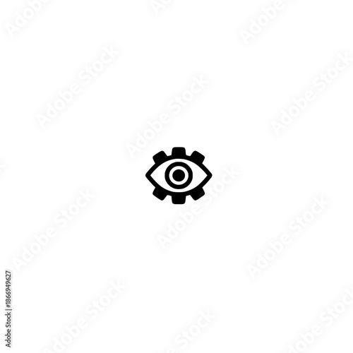 Eye icon integrated with gear symbol vector illustration for technology vision monitoring and system control