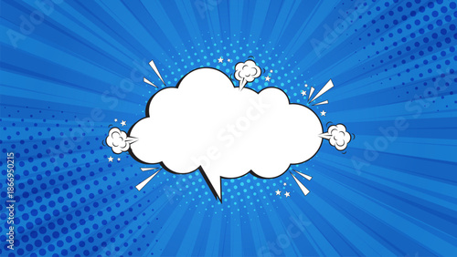 Comic blank text speech bubbles in pop art style. Comic book background. Blank blue speech bubbles  in pop art style