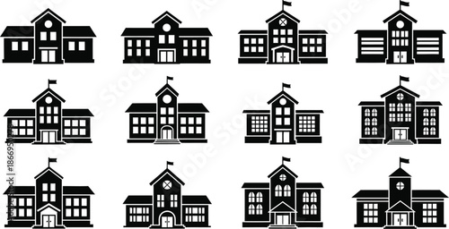 School building icon isolated on white background