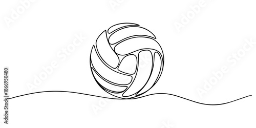 one continuous line drawing of a volleyball ball for beach sport vector, Volleyball Continuous Line Illustration, A single line drawing of a volleyball. ball for volleyball icon. showcasing the ball's