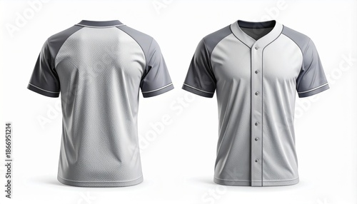 Wallpaper Mural A light gray baseball jersey with gray sleeves displayed from the front and back on a white background Torontodigital.ca