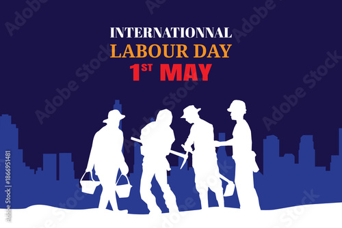 Labour day background, Construction vector background, Worker in a building site.