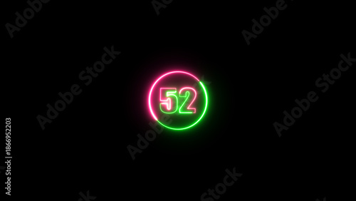 Glowing neon number background. Neon counting number text illustration.