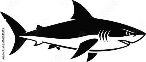 shark black and white