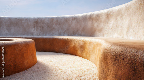 Wallpaper Mural Seating area with curved walls and smooth textures in an outdoor space during daylight Torontodigital.ca