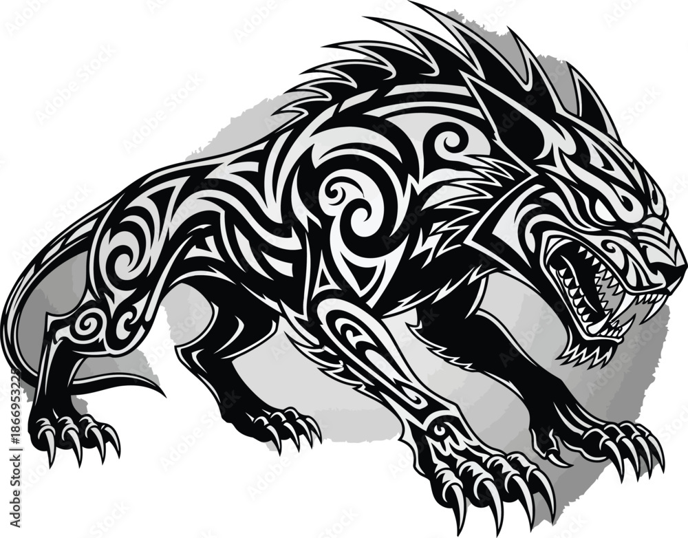 Obraz premium tribal wolf tattoo design