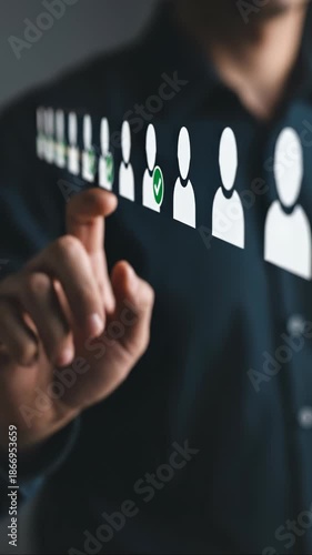 Person Selecting a Candidate from a Digital Lineup of User Icons