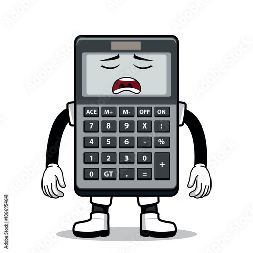 CALCULATOR CARTOON WITH EXPRESSION SIGH
