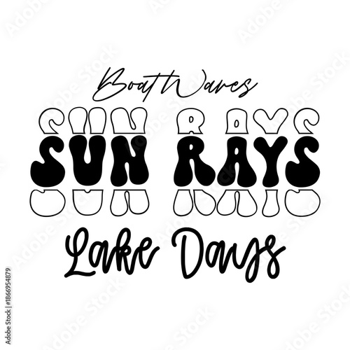 Boat Waves Sun Rays Lake Days svg 