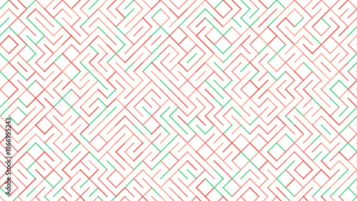 Abstract Maze Pattern in Pink and Teal Geometric Lines