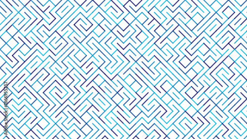 Complex Maze Pattern in Blue and White Tones