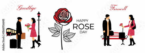 Romantic goodbye scene with roses on happy rose day