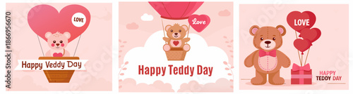 Cute teddy bears celebrate Teddy Day with love