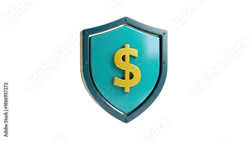 Free Download Gold Dollar Sign on Teal Shield - GFXLoad