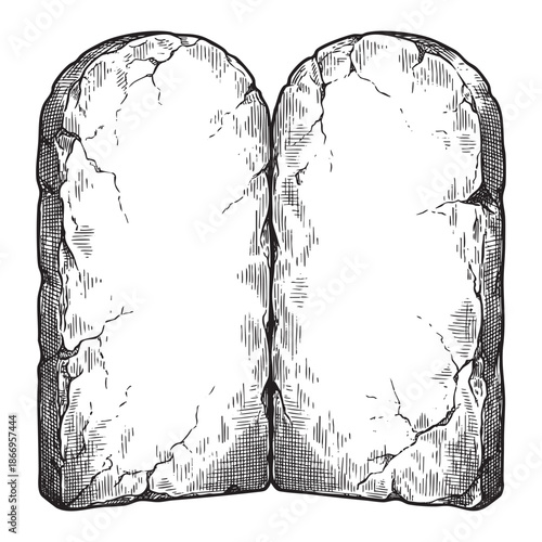 Two blank ancient stone tablets of the Ten Commandments