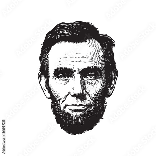 Vintage Engraving Portrait of President Abraham Lincoln