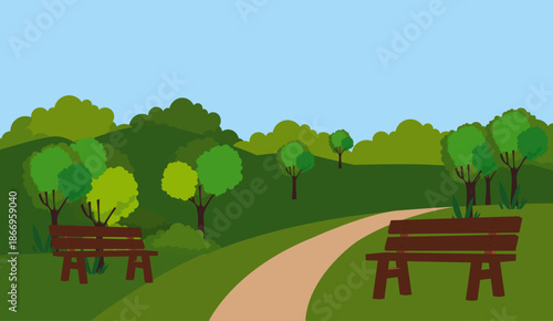 spring forest landscape natural public park illustration