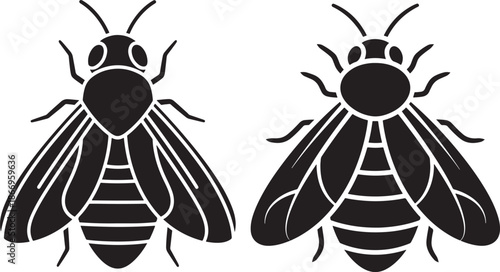 House Fly and Common Insect Silhouette Icon - Biology and Nature Pest Symbol