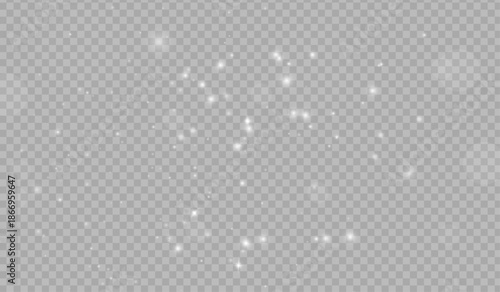 Snowflakes falling decoration isolated background. White snow flying on transparent