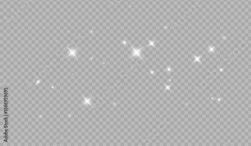 Snowflakes falling decoration isolated background. White snow flying on transparent